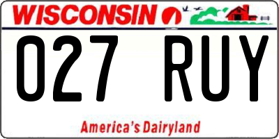WI license plate 027RUY