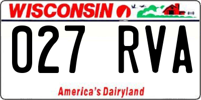 WI license plate 027RVA