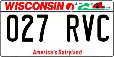 WI license plate 027RVC