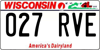 WI license plate 027RVE
