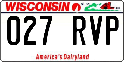 WI license plate 027RVP