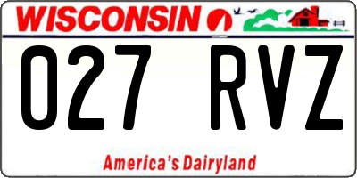 WI license plate 027RVZ