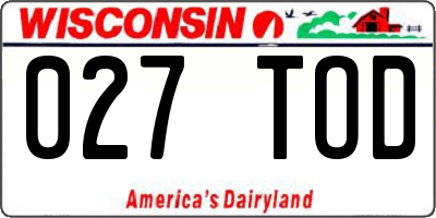 WI license plate 027TOD