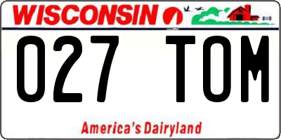 WI license plate 027TOM