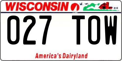 WI license plate 027TOW