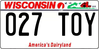 WI license plate 027TOY