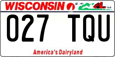 WI license plate 027TQU