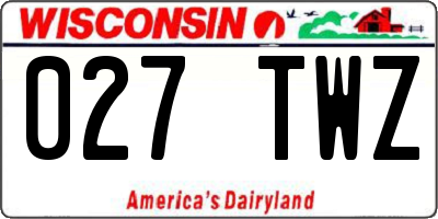 WI license plate 027TWZ