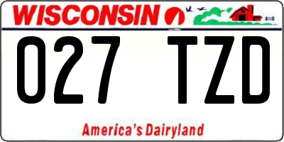 WI license plate 027TZD