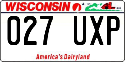 WI license plate 027UXP
