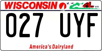 WI license plate 027UYF