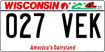 WI license plate 027VEK