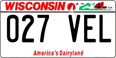 WI license plate 027VEL