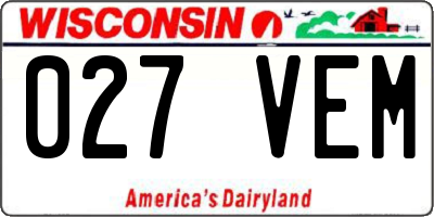 WI license plate 027VEM