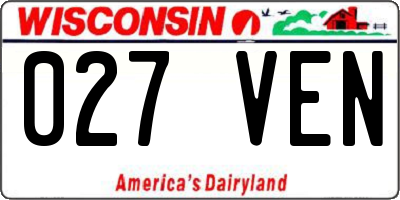 WI license plate 027VEN