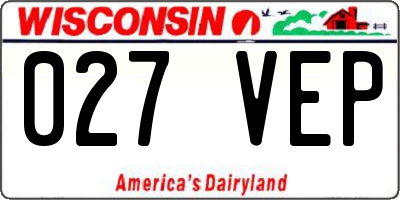 WI license plate 027VEP