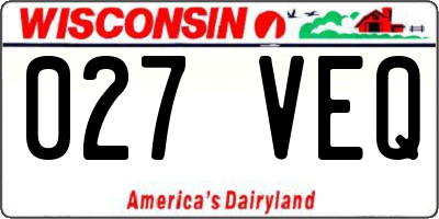 WI license plate 027VEQ