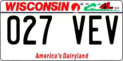 WI license plate 027VEV