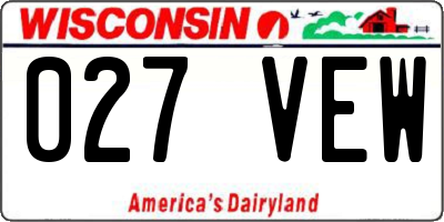 WI license plate 027VEW