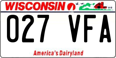 WI license plate 027VFA