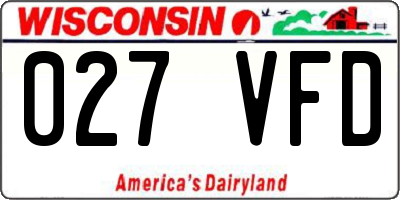 WI license plate 027VFD