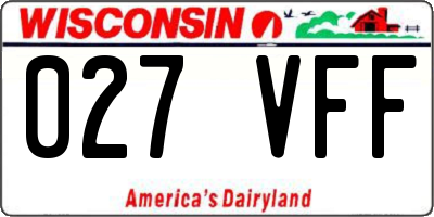 WI license plate 027VFF