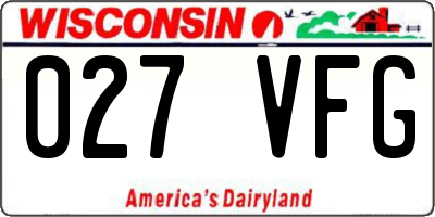 WI license plate 027VFG