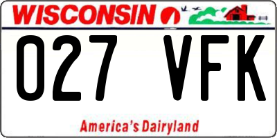 WI license plate 027VFK