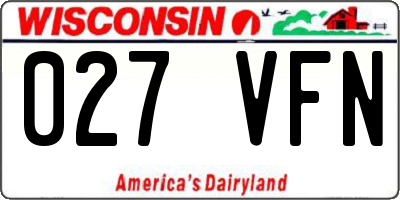 WI license plate 027VFN