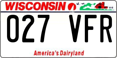 WI license plate 027VFR