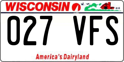 WI license plate 027VFS