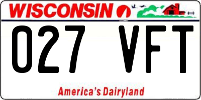 WI license plate 027VFT