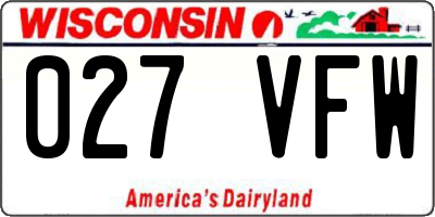 WI license plate 027VFW