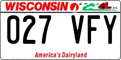 WI license plate 027VFY