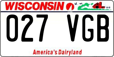 WI license plate 027VGB