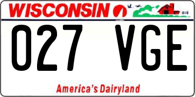 WI license plate 027VGE