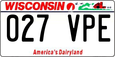 WI license plate 027VPE