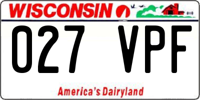 WI license plate 027VPF