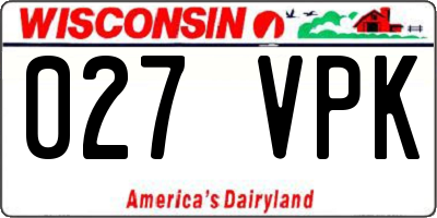 WI license plate 027VPK