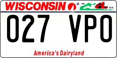 WI license plate 027VPO