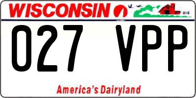 WI license plate 027VPP