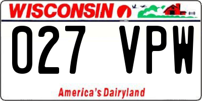WI license plate 027VPW