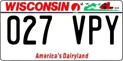 WI license plate 027VPY