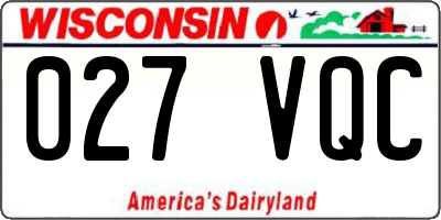 WI license plate 027VQC