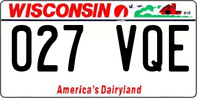 WI license plate 027VQE