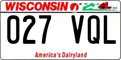WI license plate 027VQL