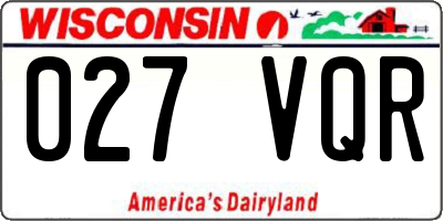 WI license plate 027VQR