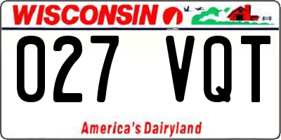WI license plate 027VQT