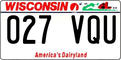 WI license plate 027VQU