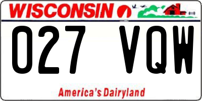 WI license plate 027VQW